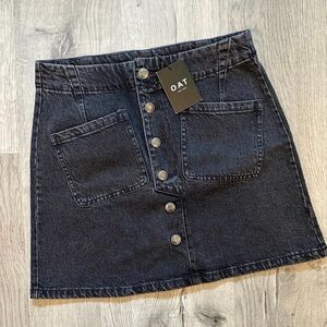 Oat New York Black Wash Denim Skirt